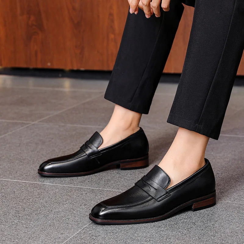 Loafer Shoes For Men Genuine Leather Mens Shoes Driving Shoes Leisure Business Lazy Shoes Plus Size 37-47