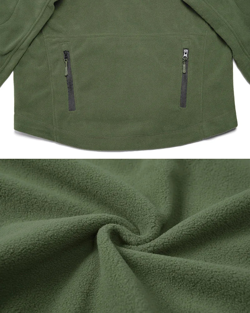 Winter Tactical Fleece Jacket Men Warm Polar Outdoor Hoodie Coat Multi-Pocket Casual Full Zip Sport Hiking Jacket