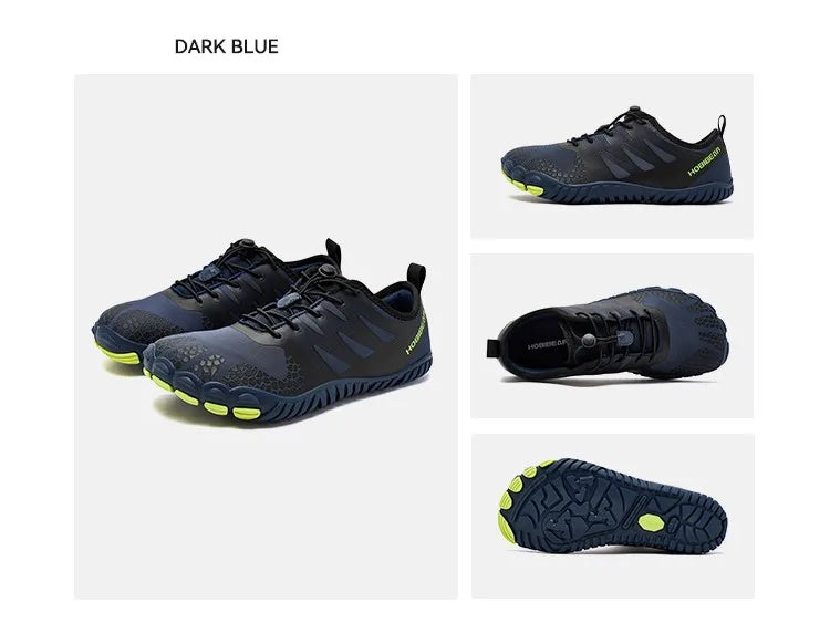 Wide Toe Barefoot Shoes for Unisex Artificial Leather Outdoor Walking Sneakers Zero Drop Minimalist Elastic Band Shoes