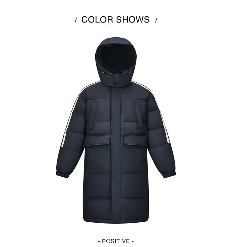 Down Jacket Men Three-Resistant Mid-Length Outerwear 2026 New Contrasting Colors Sports Style Winter Outfit Thick Couple