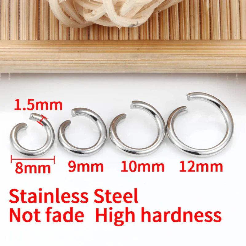 1.5mm Thick Stainless Steel Width 8mm 9mm 10mm 12mm  Open Jump Rings For Jewelry Making Supplies Accessories Findings Not Fade
