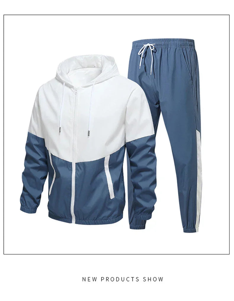 CHRLCK Men's Running Sportswear Suits Breathable Clothes Sports Joggers Training Gym Fitness Tracksuit Sets Men