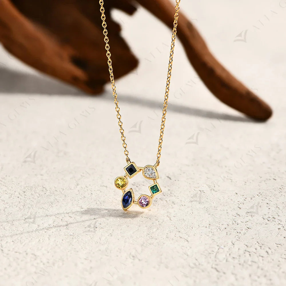 S925 Sterling Silver Necklace 18K Yellow White Gold Plated O-chain Pear Zircon Marquise Sapphire Jewelry Gift For Women