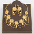 African 18k Gold Color Jewelry Set for Women Flower Design Necklace and Earrings 2Pcs Set for Weddings Party Jewelry Dubai Gift
