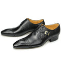 Newest High-end Leather Shoes Dress Oxford Brogue Wedding Party Formal Shoe for Men Lace Up Luxury Fashion Leather Metal Buckle