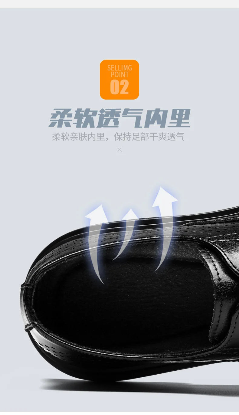 Spring Summer Hallow Leather Shoes for Men 3 6 8cm Increase Fashion Dress Shoes Male Black Business Casual Shoes Man