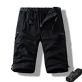 Man Shorts Casual Pants Light Weight Cotton Long Shorts Below Knee 3/4 Pants Elastic Waist with Belt Cargo Shorts