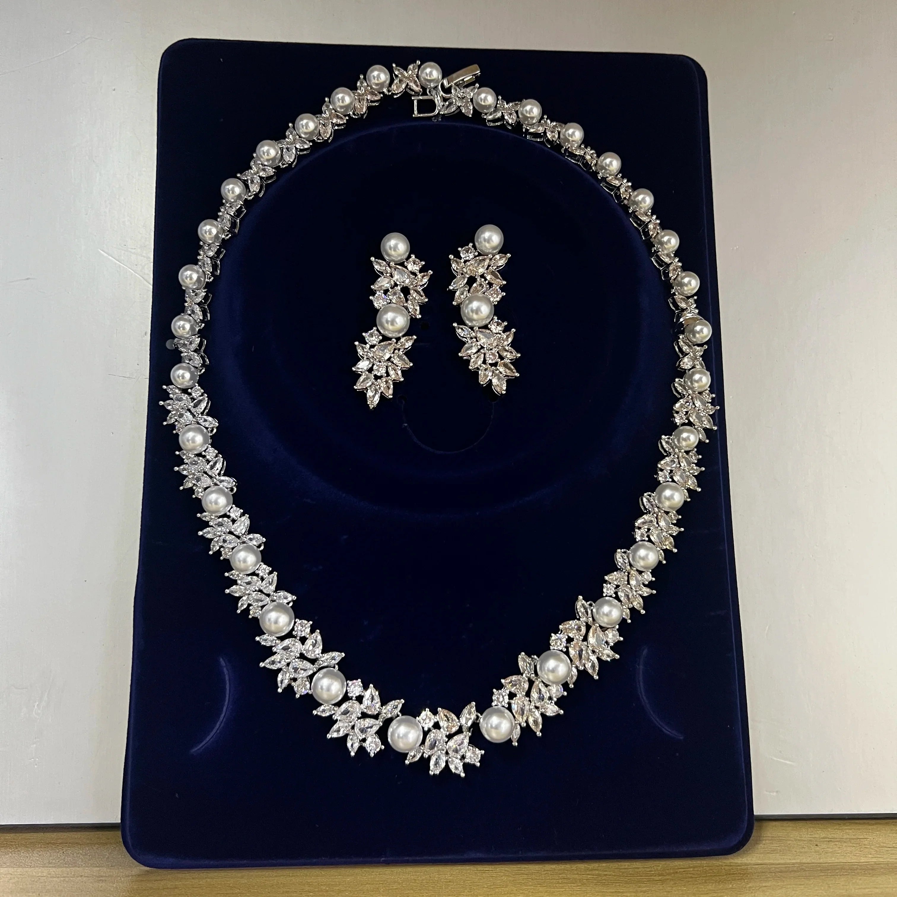 Elegance Pearl Necklace For Women Luxury High Quality Circular Shape Cubic Zircon Female Jewelry Sets Wedding Party Gifts