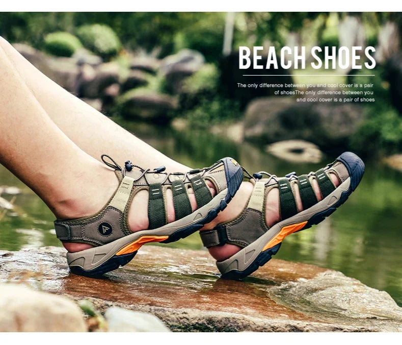 Summer Outdoor Sandals for Men Breathable Hiking Shoes Water Beach Mens Sandals Camping Climbing Aqua Sneaker HT-710445A