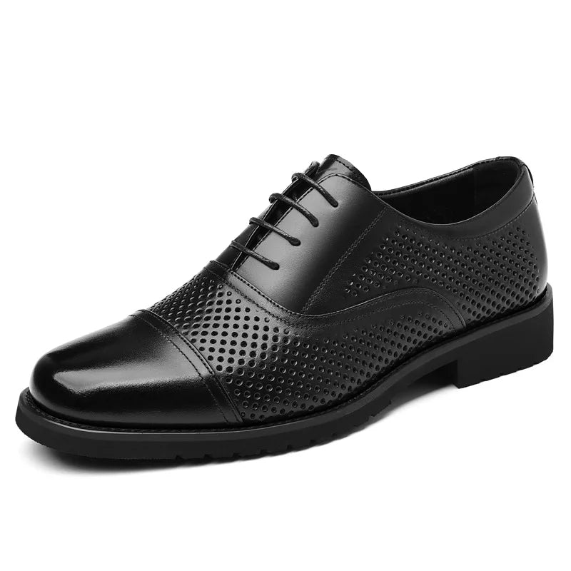 Breathable Hallow New Designer Cow Leather Shoes for Man Summer Autumn Fashion Business Casual Dress Shoes Loafers Man