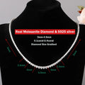 3-Claw Setting Full Moissanite Tennis NecklaceCertified Certificate 925 Silver 3-4.5mm Size Gradient Diamond Necklaces for Women