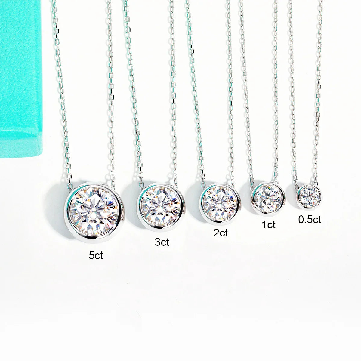 D Color Moissanite Bezel Stud Earrings 18K Gold Plated Pendant Necklace 925 Sterling Silver Jewelry Set Customs Jewelry