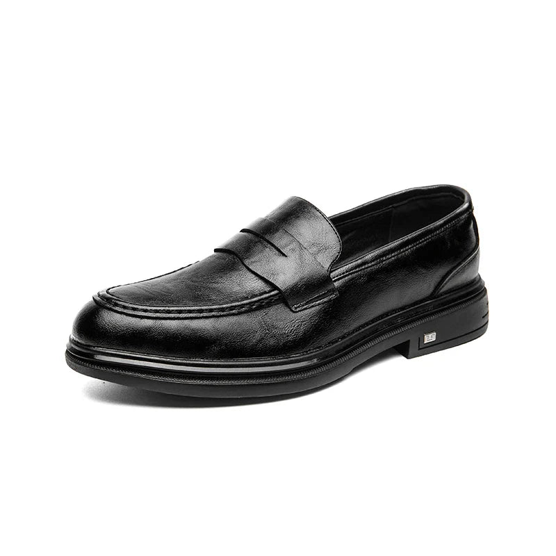 Men's Classic Leather Casual Shoes With Anti-Slip Thick Sole  Outdoor Walking Shoe  Pointed  Toe Comfortable And Durable Loafers