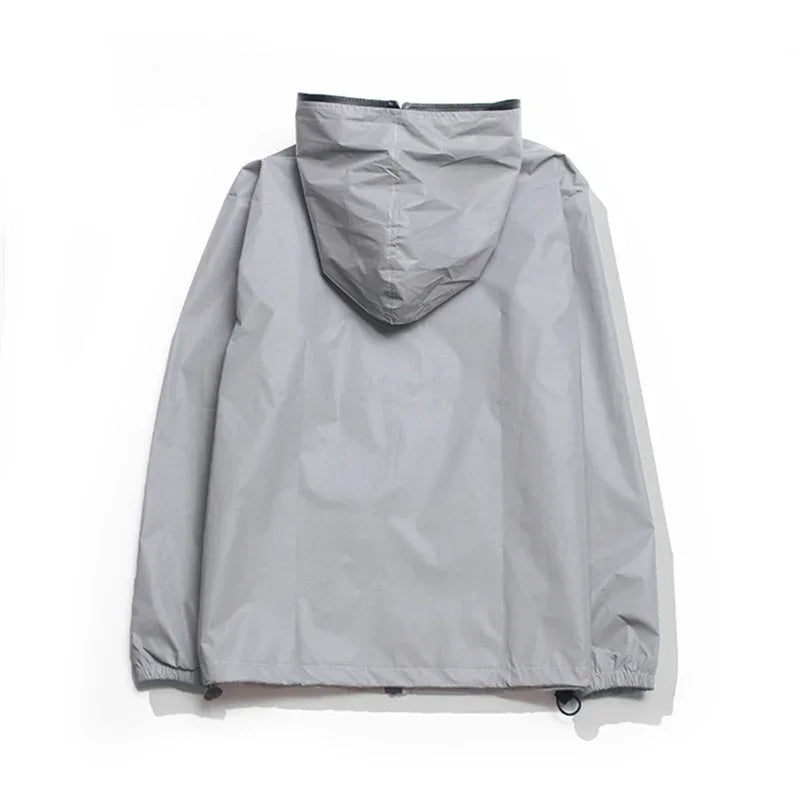 Plus Size 4XL Men Spring Autumn full reflective Windbreaker waterproof Jacket male High street hip hop Loose Hooded Coats