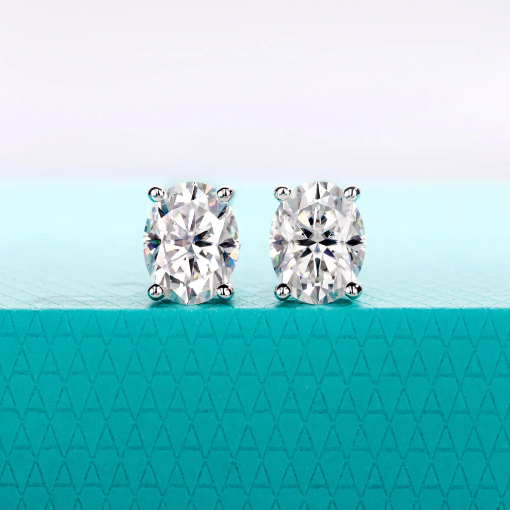 1cttw-6cttw Oval Moissanites Earrings 925 Sterling Silver D Color VVS1 Moissanite Classic Stud Earrings for Woman