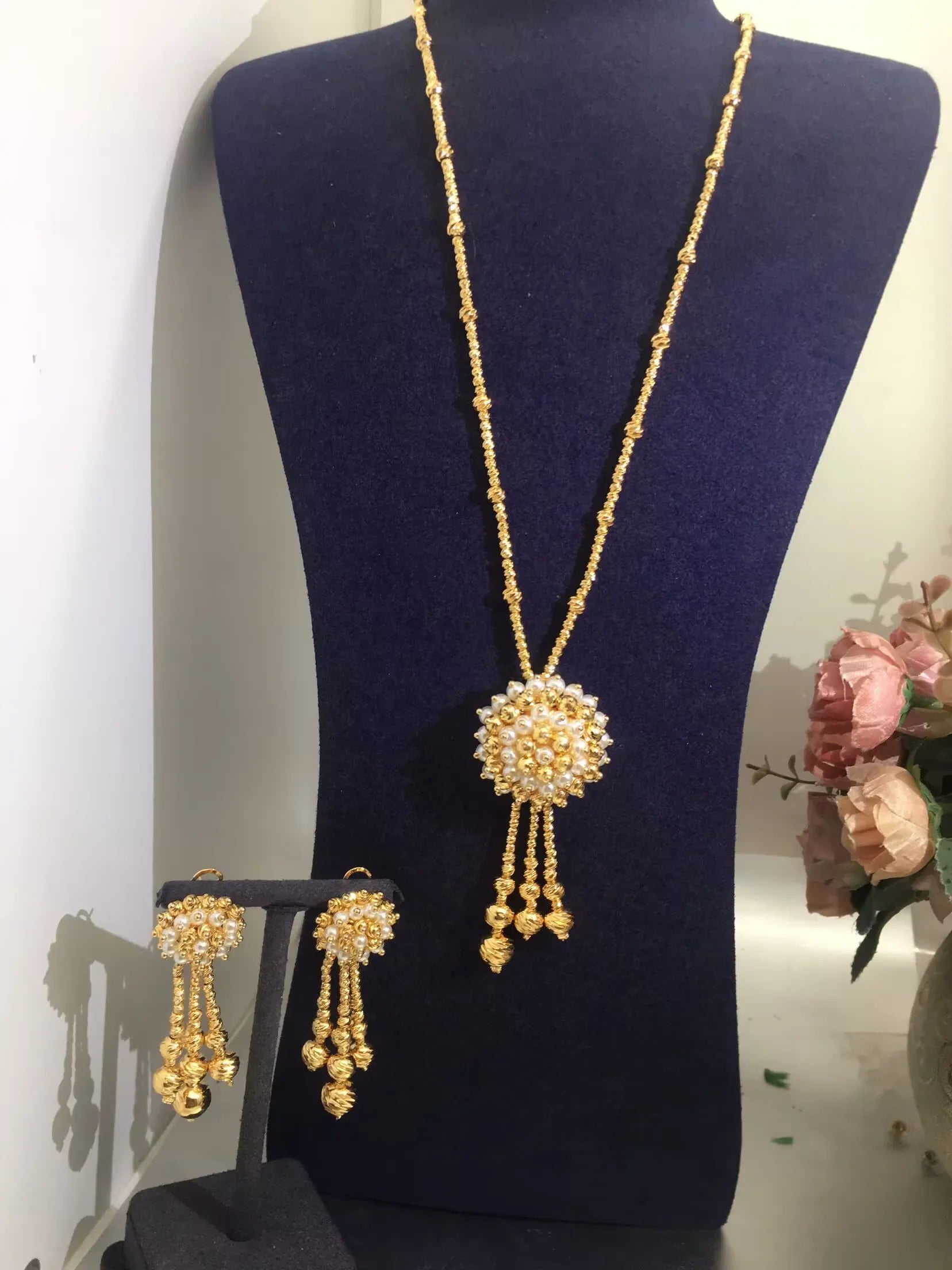 Trendy Fashion2 PCS Luxury Waterdrop Indian Jewelry Sets For Women Wedding Party Indian Dubai Bridal jewelry Set