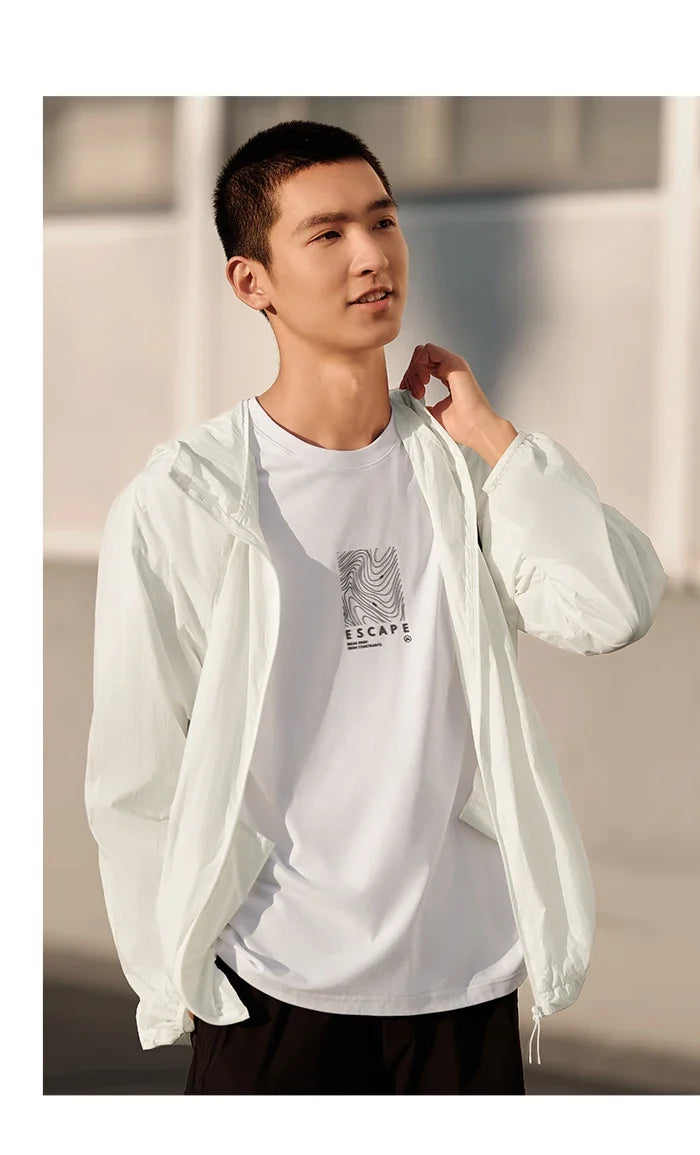 Jacket Men 2024 Summer New Coat Simple Solid Color Hooded Couple Wear Rotator Sleeve Light Sun Protective Clothing