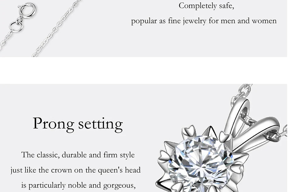 1-3CT Moissanite Women's Necklace S925 Pure Silver Snowflake Simulation Diamond Pendant Wedding High-end Jewelry
