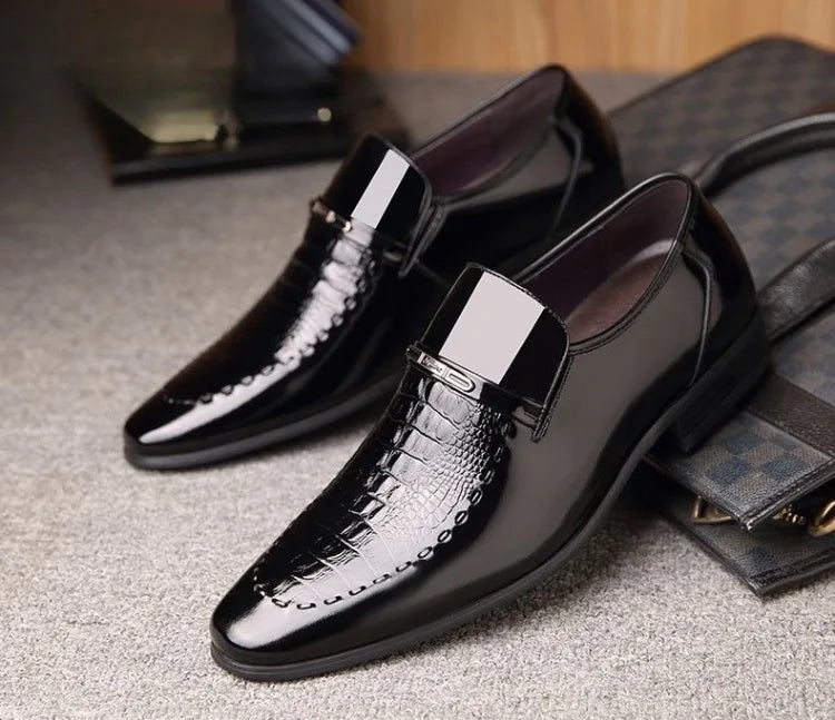 Men's Business Casual Leather Shoes Korean Style Pointed Toe Breathable Big Size Office Groomsmen Groom Wedding