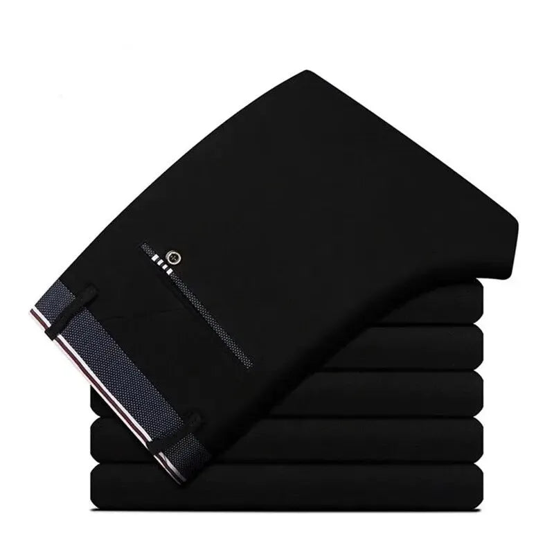 Men's Elastic Straight Pants Business Casual Long Suit Pants Male Formal Trousers
