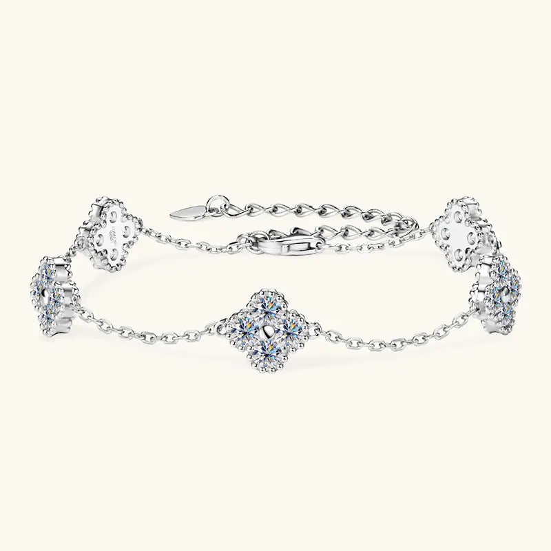 2025 New 925 Silver Flower Clover Bracelet Moissanite 3mm for Women 18k Gold Plated Fine Jewelry Certified Lab Diamond D-E