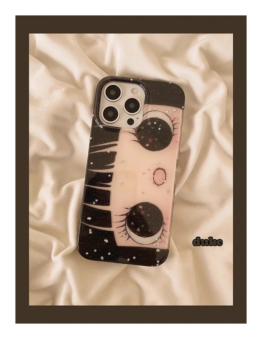 Cartoon Anime Shinning Eyes Cute Phone Case for IPhone 17 16 15 14 13 Pro Max Girl Glittering Big Eyes Back Phone Cover Capa