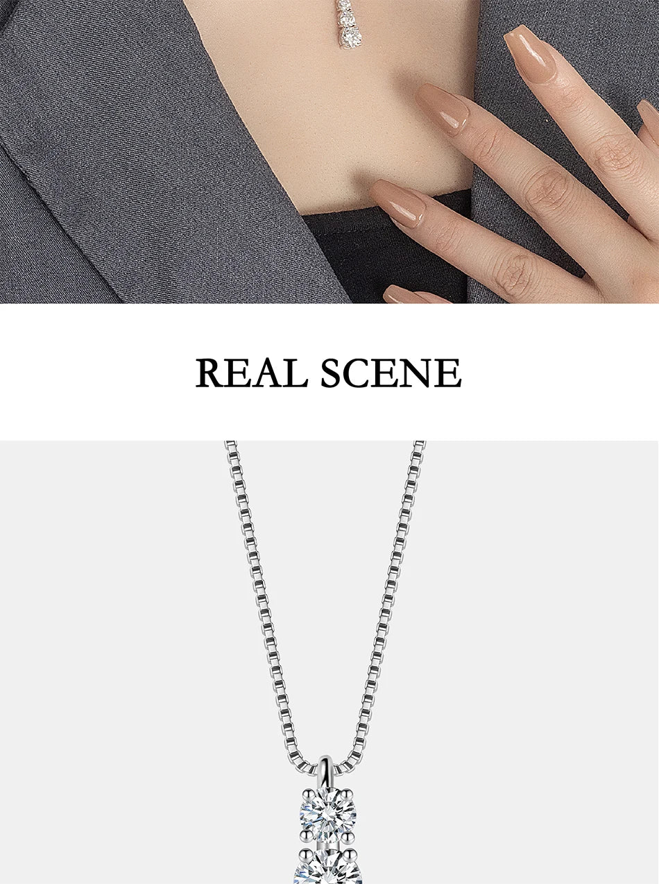 1.8CT Moissanite Necklace for Women S925 Pure Silver 3-Stone Laboratory Cultivated Diamond Pendant Luxury Jewelry Gift