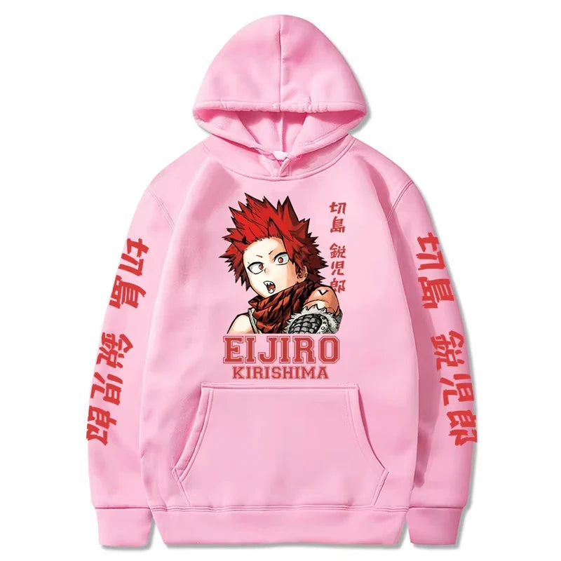 ملابس رجالية كاواي إيجيرو كيريشيما من My Hero Academia، سويت شيرتات هاراجوكو بطبعات أنمي بغطاء رأس للخريف والشتاء ملابس الشارع
