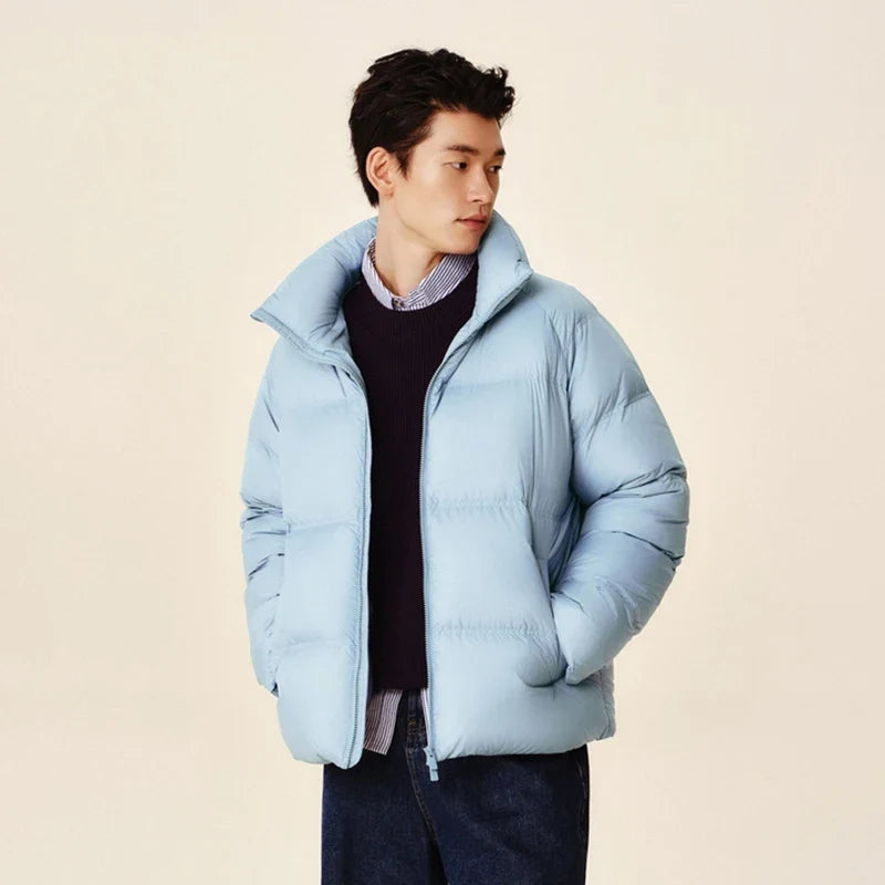 Down Jacket Men 2026 Winter New Thickened Short Coat Three-Proof Thermal Puffer Coat Couple Top Trendy Down Jacket