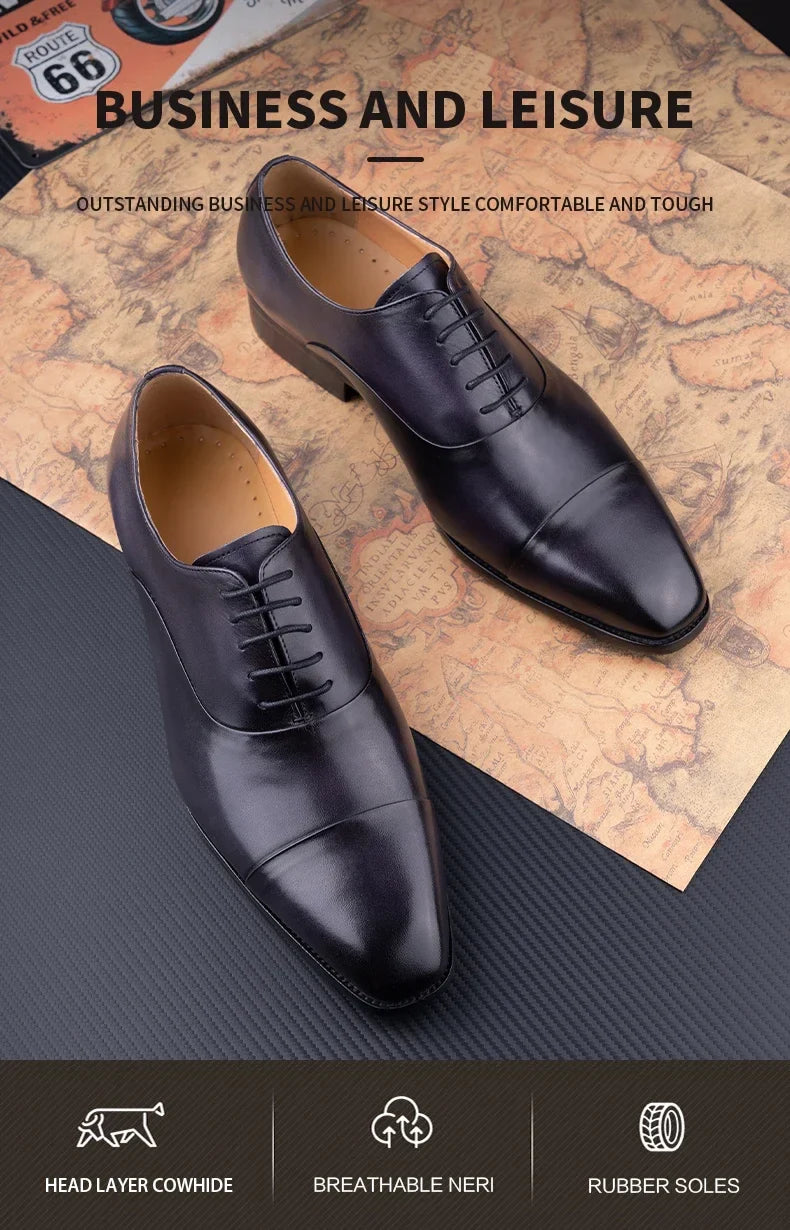 High Quality Handmade Mens Oxford Leather Shoes Inner Suture Genuine Leather Men Dress Shoes Business Formal Leather Shoes