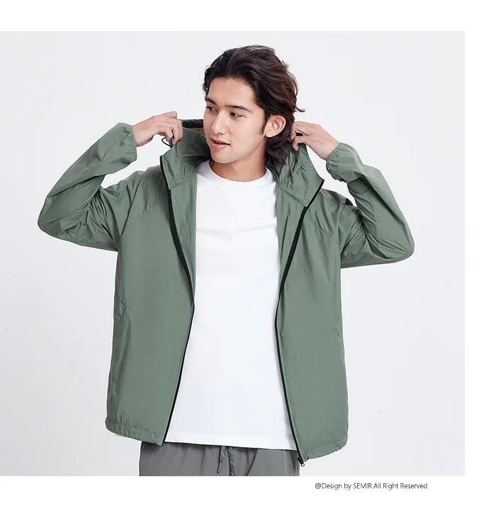 Jacket Men'S Summer Foldable Storage Top Simple Casual Style Hooded Couple