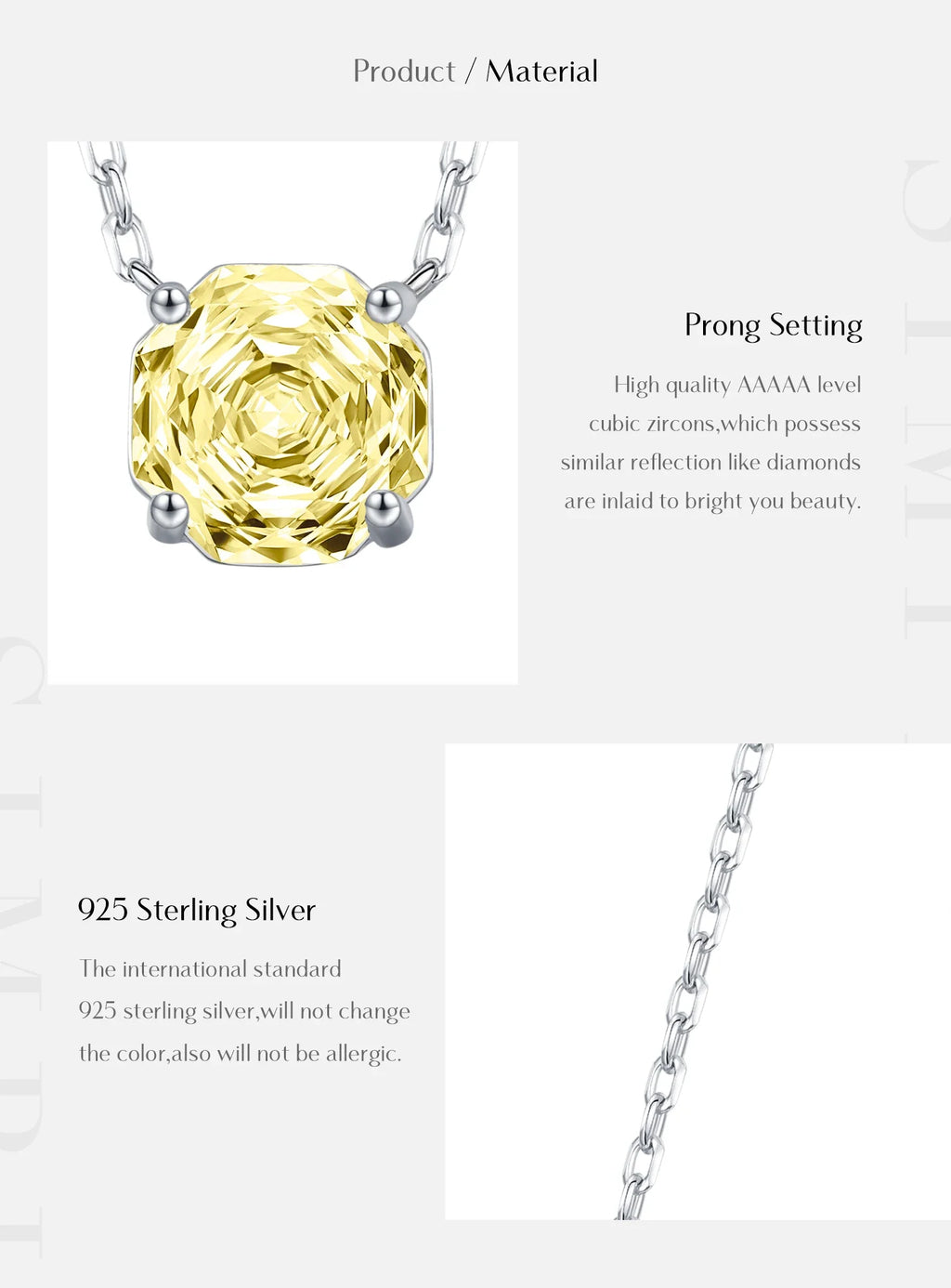 925 Sterling Silver Pendant Necklace Dazzling Light Yellow Rose Cut Zirconia Necklaces For Women Fine Jewelry