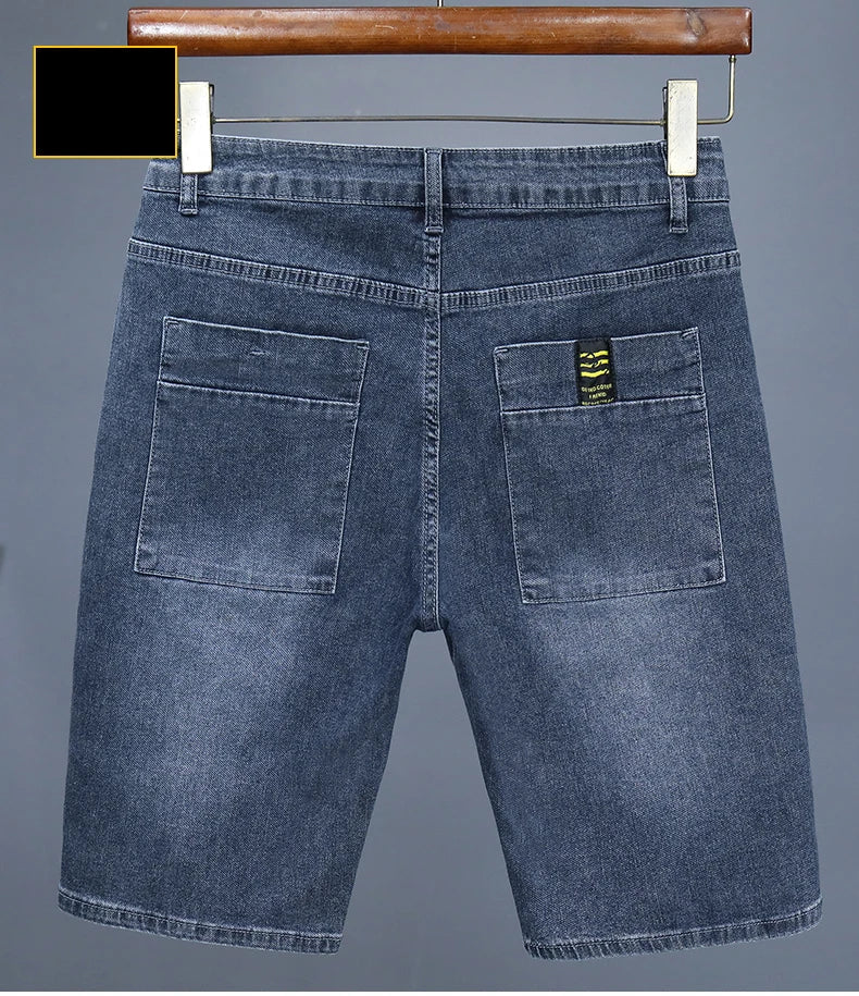 Men's Straight Casual Denim Shorts Simple Solid Color Slim Jeans Comfortable Breathable Bermuda Short Pants Summer