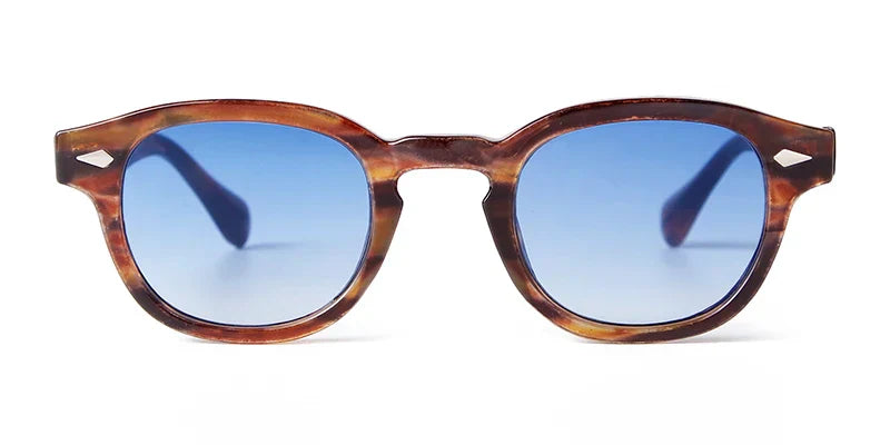 Fashion Transparent Blue Round Sunglasses Women Men 2024 Retro Rivet Tortoise Small Square Sun Glasses UV400 Lunettes De Soleil