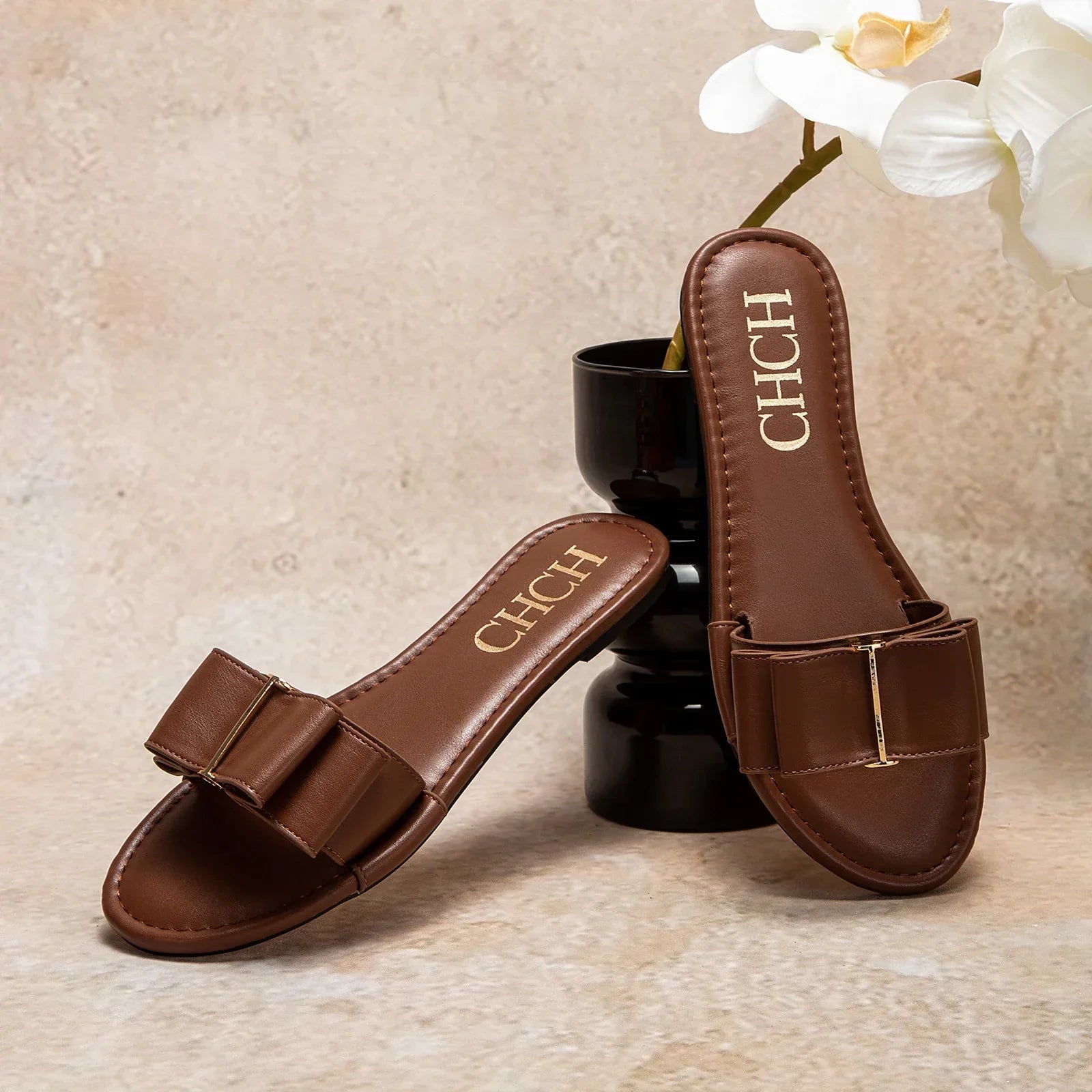Women's Flat Shoes New Summer Bow Casual Slippers Black Commuting Women's Shoes