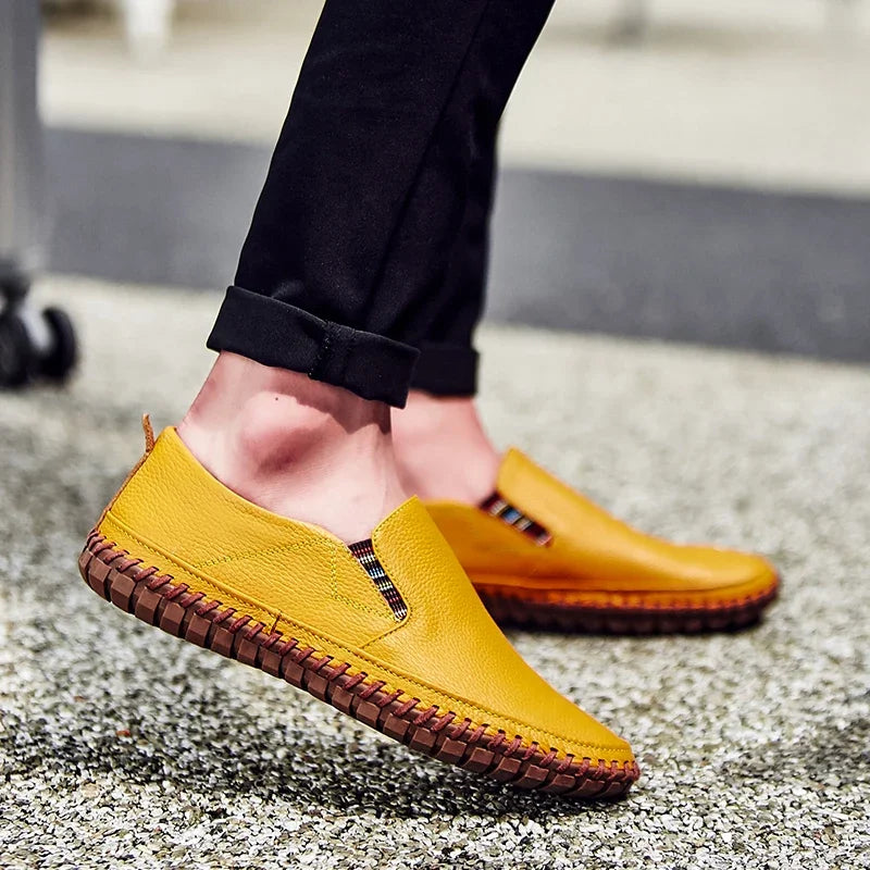 New Plus Size 49 50 Men Loafers Soft Moccasins Fashion Soft Spring Autumn Genuine Leather Shoes Men Casual Flats Driving Shoes