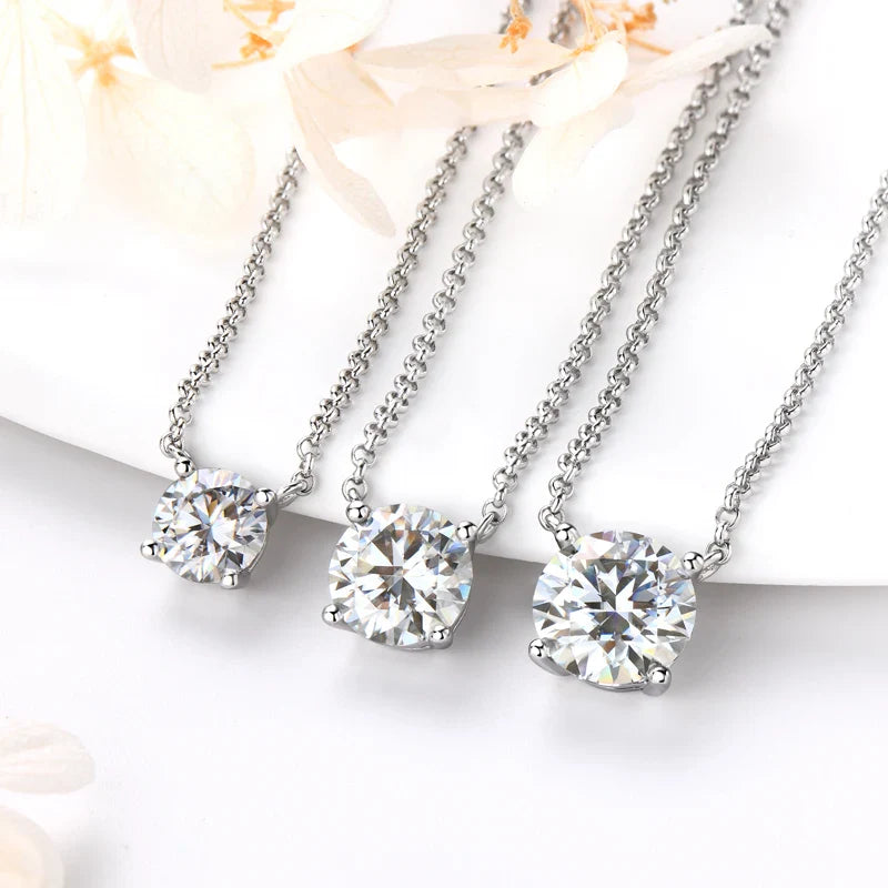 1CT 2CT 3CT Certified Moissanite Pendant Necklace For Women S925 Sterling Silver Solitaire Drop Necklaces Jewelry Gift
