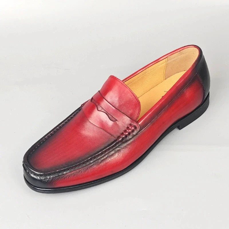 Classic Men Penny Loafers Genuine Leather Slip On Casual Formal Dress Shoes Mens Wedding Party Office Moccasins Shoes