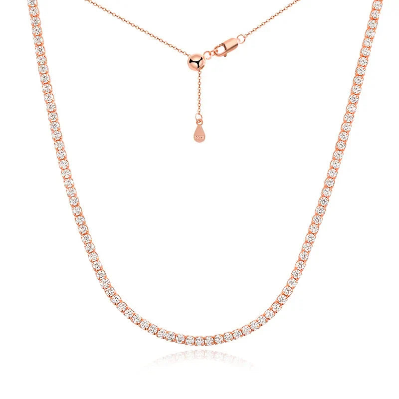 2mm D Color Moissanite Tennis Choker Necklace For Women S925 Silver 18K Gold Plated Adjustable Necklaces Chain Wedding Jewelry