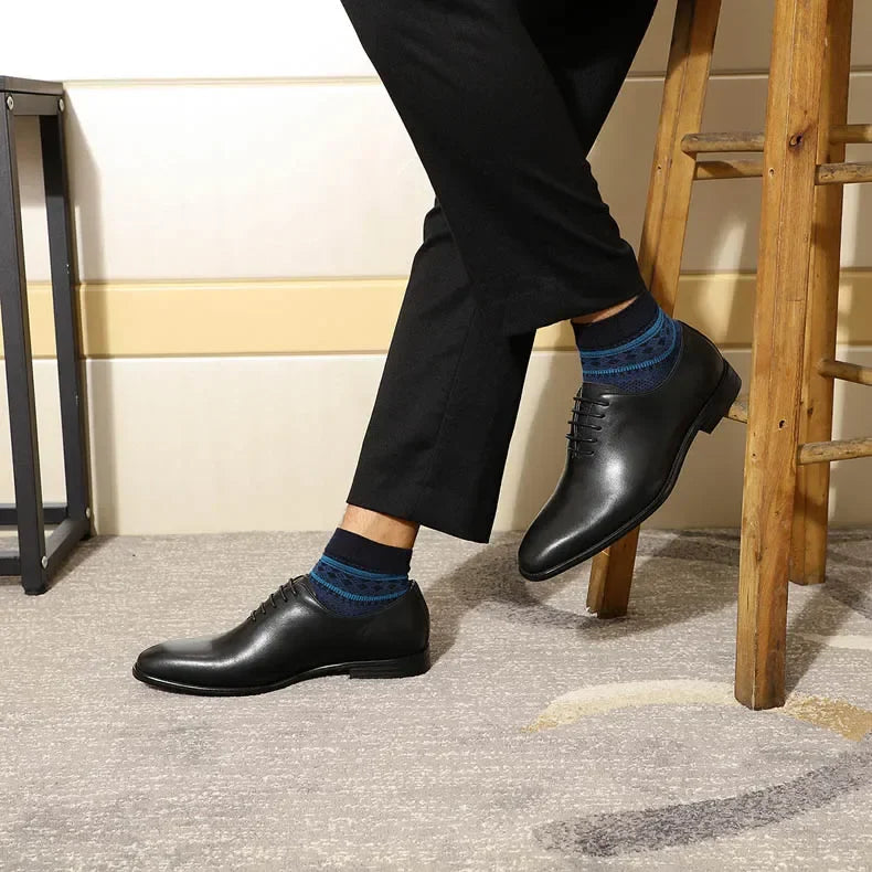 Designer Genuine Leather Mens Wholecut Oxford Shoes Luxury Brand Black Brown Dress Shoes for Business Office Formal Wear