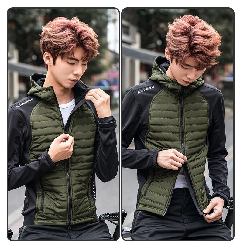 Winter Thermal Fleece Cycling Jersey Men's Ultralight Down Jacket MTB Road Bicycle Clothing Long Sleeve Ciclismo Coat