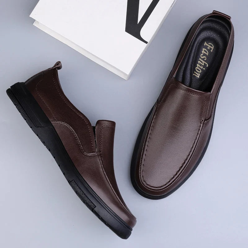 Genuine Leather Men Loafers Handmade Mens Casual Shoes Business Dress Flats Breathable Moccasins Luxury Brand Man Driving Shoes