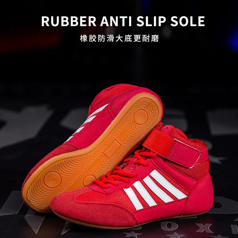 Professional Wrestling Shoes Boxing Shoes Men Women Training Shoes Tendon Bottom Artificial Leather Sports Shoes Breathable Soft