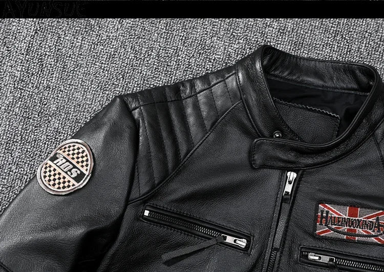 Mens Leather Jacket Autumn Men Clothing Handsome Motorcycle Jackets Two Colors Short Coats Kurtka Męska Skórzana Slim