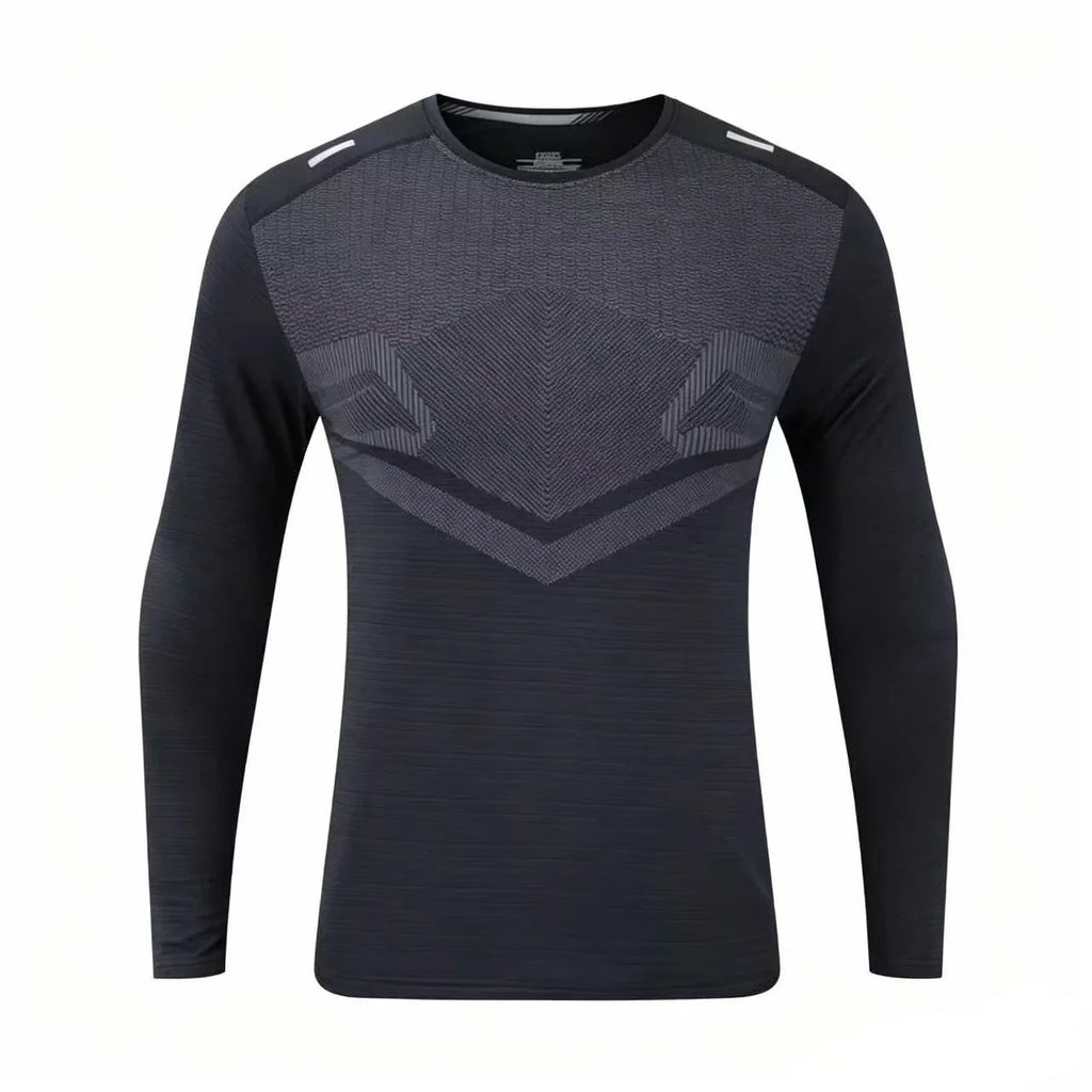 Loose-fit men's plain quick-dry breathable ice silk long-sleeve T-shirt for summer fitness and sports