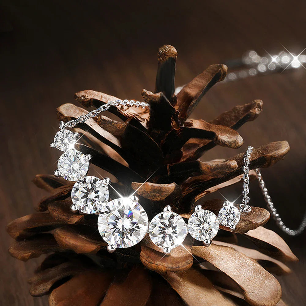 Moissanite Necklace for Woman Wedding Fine Jewely with Certificates 925 Sterling Sliver Plated 18k White Gold Necklace