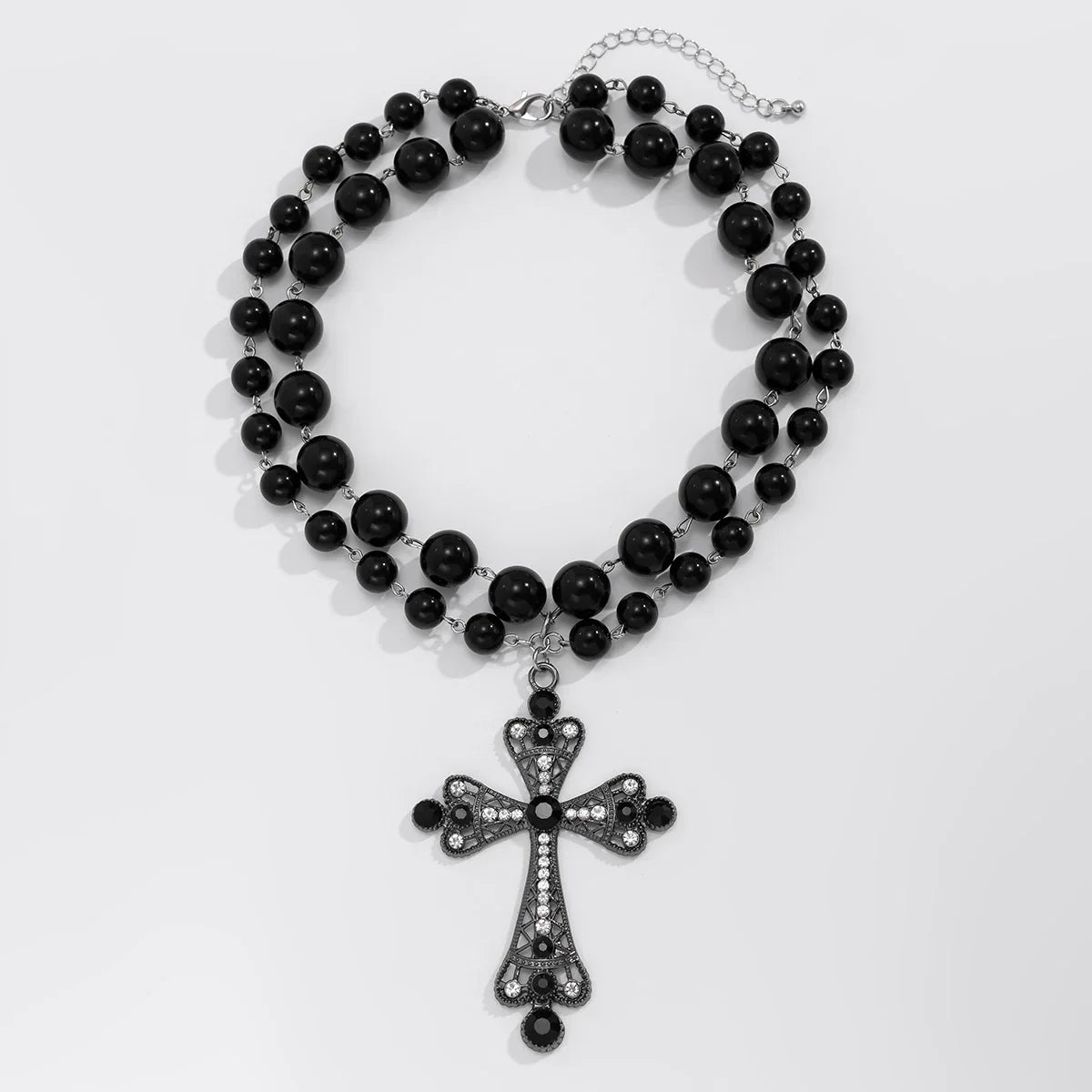 IngeSight.Z Trendy Goth Large Cross Pendant Necklace Elegant Charming Imitation Pearl Woman Choker Y2K Neck Jewelry Accessories