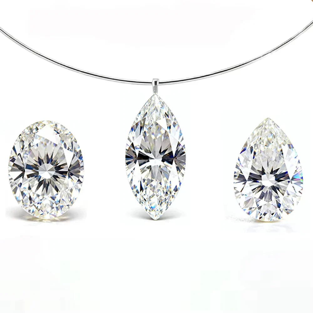 2/3Carat Oval Cut Moissanite Pendant Necklace Plated 18K Gold Lab Diamond 100% S925 Silver Choker for Women Jewelry Gifts
