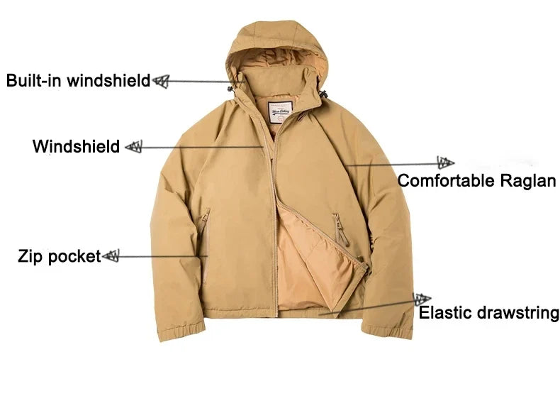 Hooded Down Jacket for Men Winter Thickened Matte Glossy Fabric Parka Outdoor Warm Coat Versatile Outerwear Black Jacket