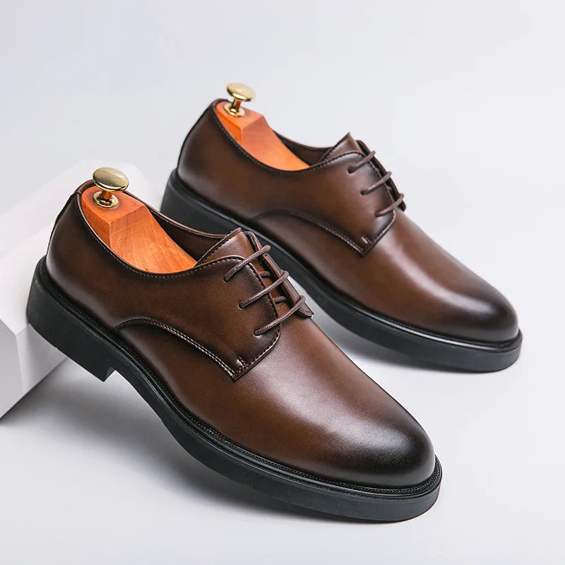 Trend Lace Up Shoes Wedding Dress Footwear Leisure Walk Office Flats New Business Formal Mens Oxford Shoes Leather Casual Shoes
